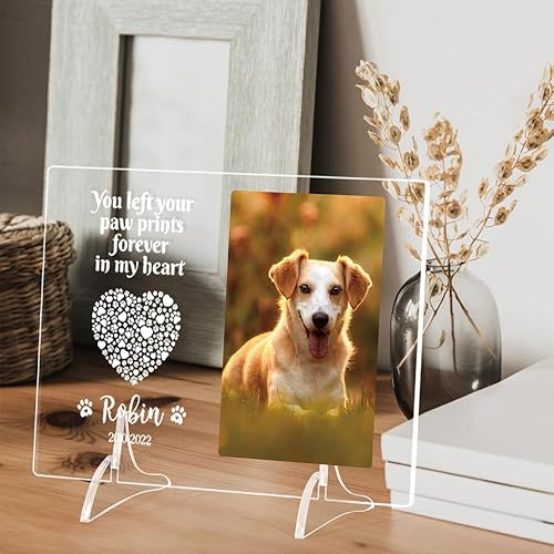Miniatura 4 de Regalos conmemorativos personalizados para perros por pérdida de perro, regalos conmemorativos para mascotas para perros y gatos, placa fotográfica