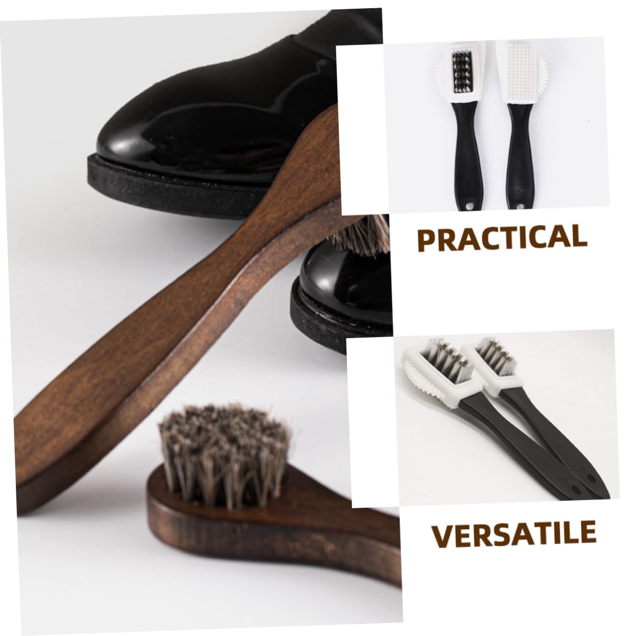 5 Set Spazzola Lucidatura in Pelle Spazzola Per Scarpe A Doppia Faccia Spazzola Per Lucidare Le Scarpe Detergente Per Spazzole Per Macchia Bianco Criniera 2 Pezzi * 5