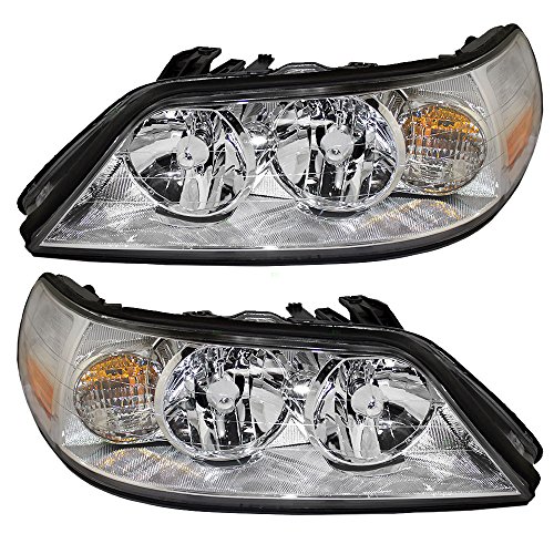 Halogen Headlights for 2005-2011 Lincoln Town Car Driver and Passenger Sides Pair Headlamps