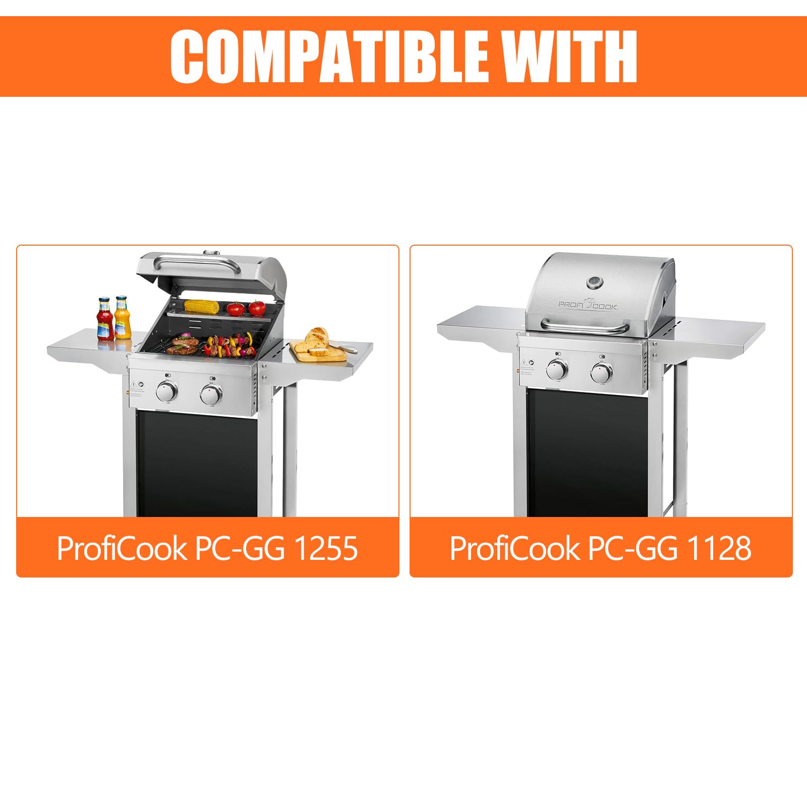 GFTIME Gusseisen Grillrost 43x39cm für ProfiCook PC-GG 1128 PC-GG 1255 PC-GG 1057 Gasgrill 2 Stück