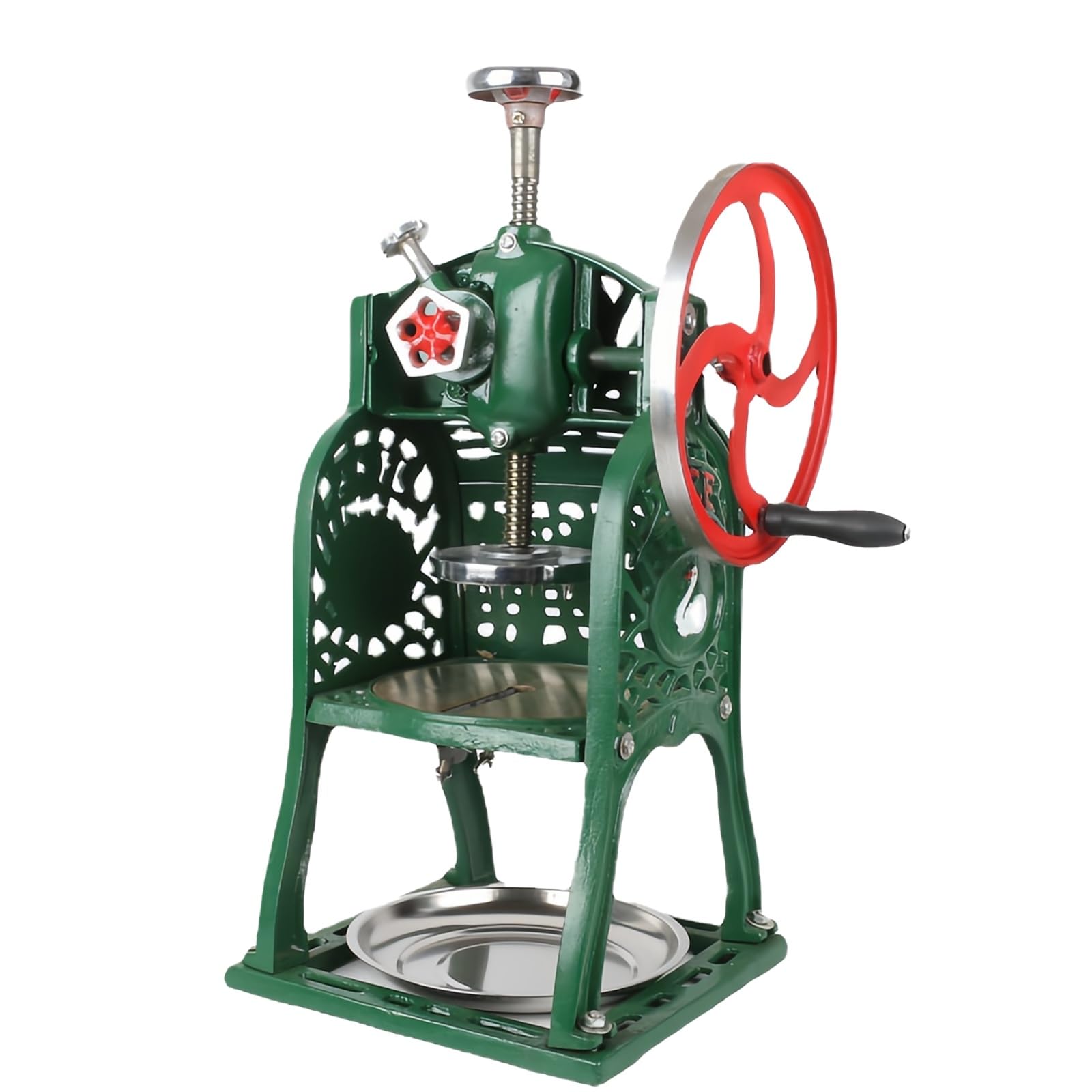 XCSCUK Hand Crank Ice Shaver, High Efficiency Metal Snow Cone Machine, with Stainless Steel Tray, Manual Slushy Ice Crusher, for Business