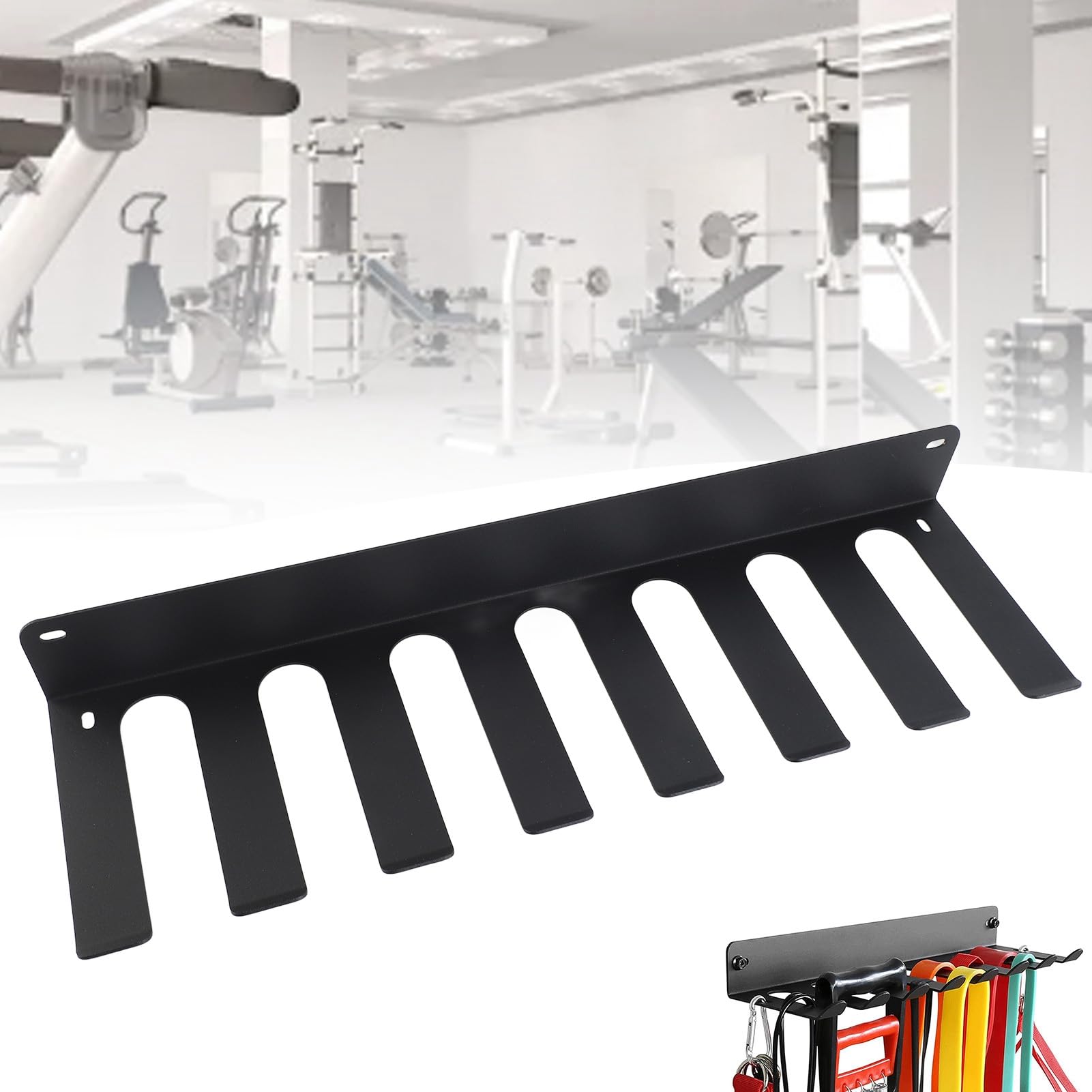 Gym Organizer Rack, Gym Equipment Storage Rack, Carbon Steel Gym Hanger Wall Mount Hooks for Bands, Barbell Bars, Weightlifting Belts