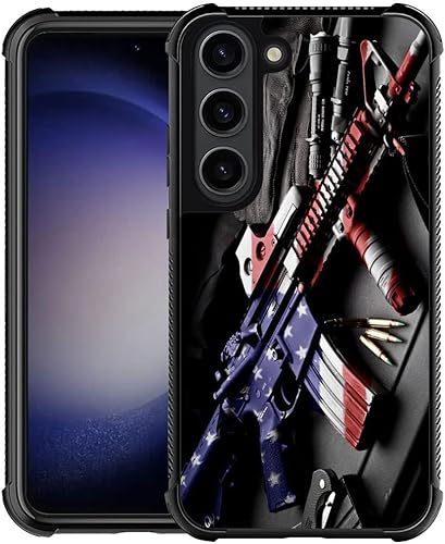 Vista 8 de Funda compatible con Samsung Galaxy S23 Ultra, diseño gráfico de bandera estadounidense en blanco y negro, acrílico, a prueba de golpes
