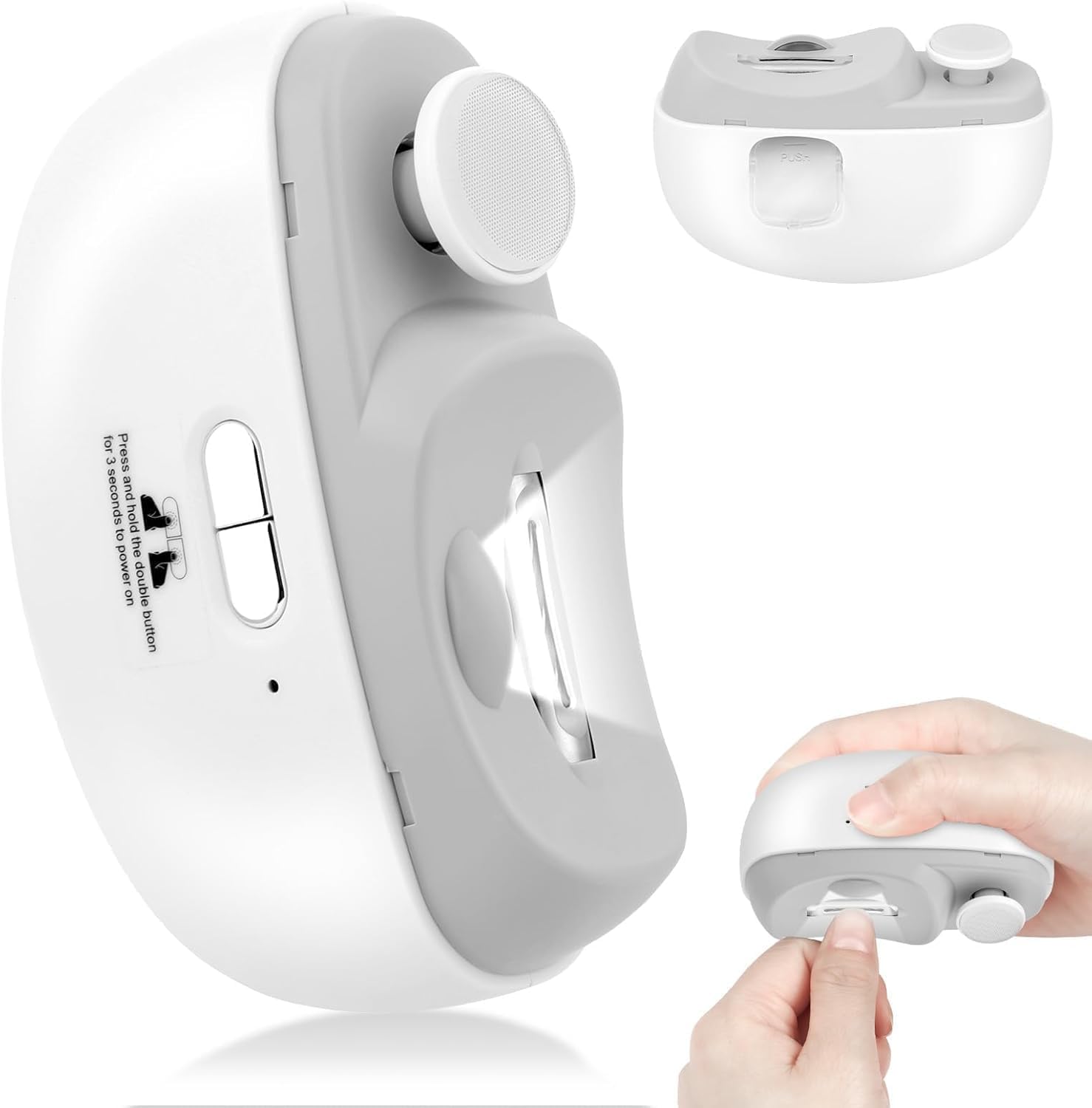 Electric Nail Clippers,2026 New 3-in-1 with LED Light & Polishing 2 Adjustable Speeds for Nail Trimmer for Suitable for Everyone (Grey)