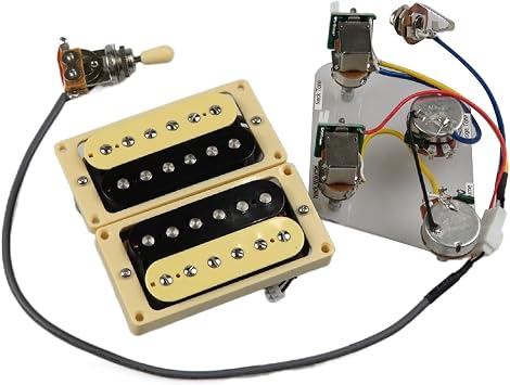 Guitar Pickups Humbucker Pickups Neck and Bridge Pickup 4C Wiring Harness Push-Pull Single Cut Set for Gibson Epiphone Guitar Double Coil Pickup Color Zebra Yellow Frame