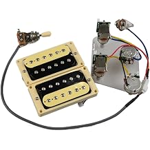 Guitar Pickups Humbucker Pickups Neck and Bridge Pickup 4C Wiring Harness Push-Pull Single Cut Set for Gibson Epiphone Guitar Double Coil Pickup Color Zebra Yellow Frame