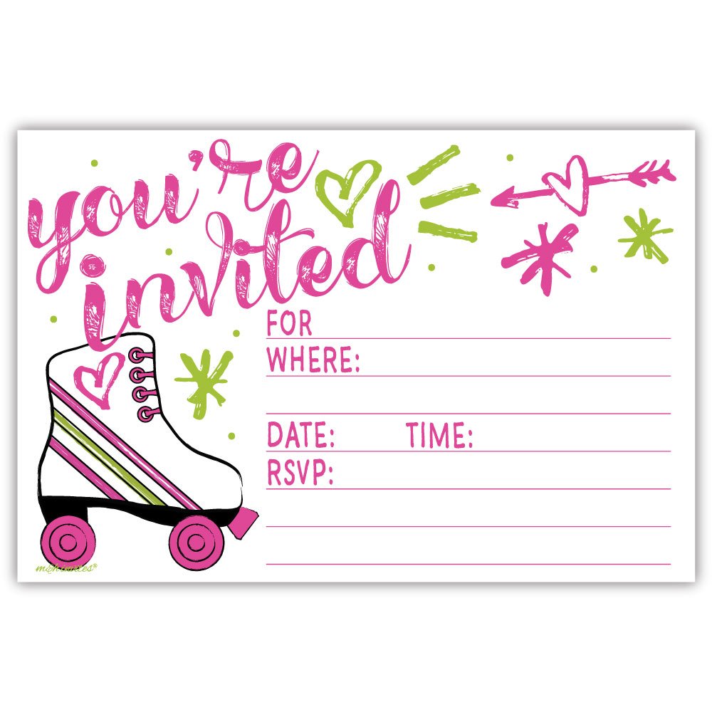 Amazon.com : Roller Skate Party Invitations (20 Count) with Envelopes :  Home & Kitchen