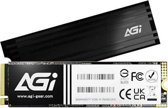 AGI AI838 1TB SSD, NVMe PCIe Gen4x4 M.2, Speeds Up-to 7,400MB/s, for PC/Laptops, PS5 Gaming Consoles Storage Expansion, Internal Solid State Drive with heatsink - AGI1T0G44AI838-CB