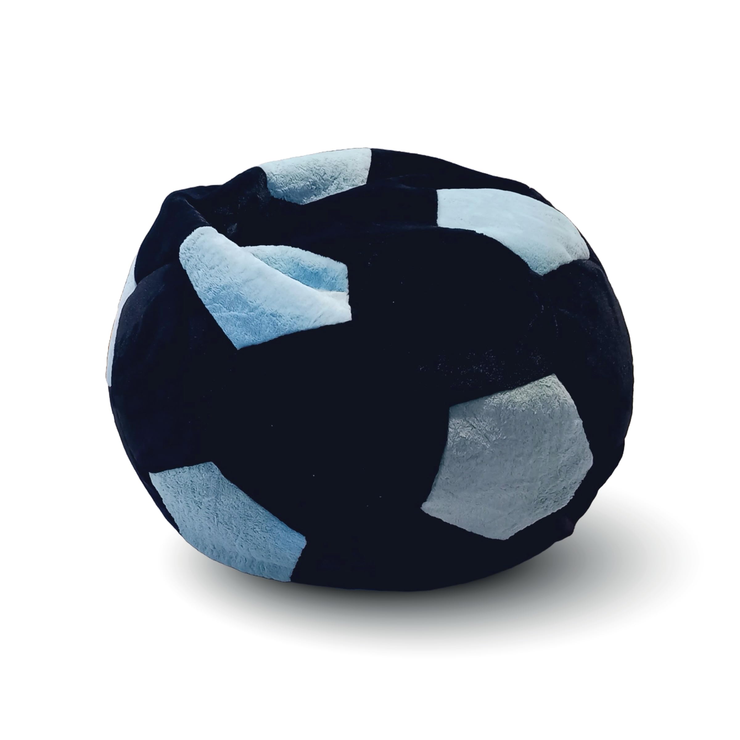 Mollismoons Bean Bags Chair Football Shape Round Bean Bags for Kids & Adults/Fur/XXXL/Black/Sky/6 Months Warranty/Luxury/Bean Bag Cover-image-6