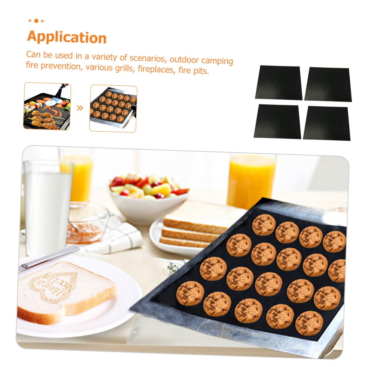 ibasenice 4 Pack Ptfe Baking Sheets Bbq Grill Mat Non-stick Heat Resistant Tear-resistant for Oven Deck Patio