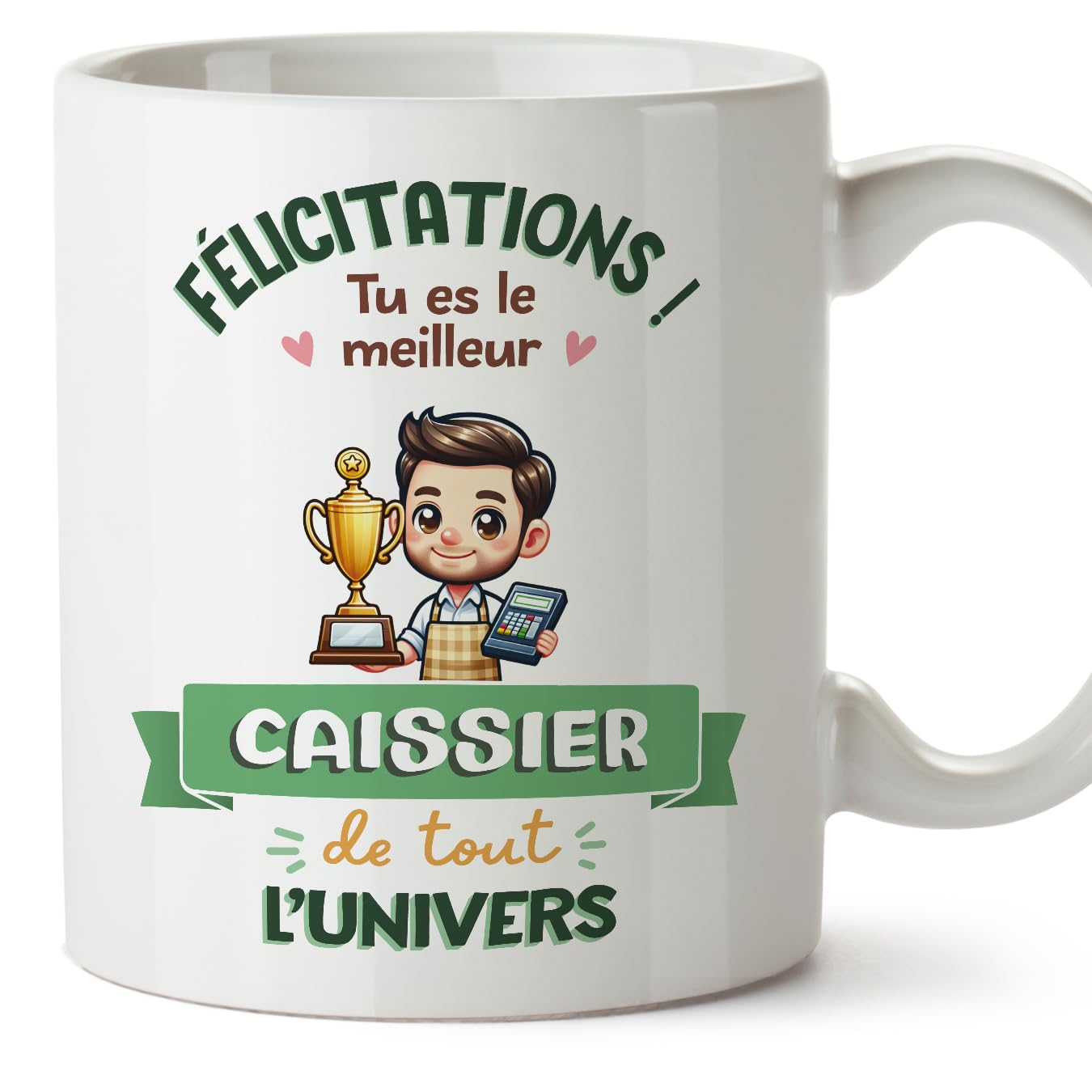 MUGFFINS Cashier Man Mug - in French - Meilleur Univers Trophée - Funny Gift for Colleagues - Ceramic 11oz Mug — image 1