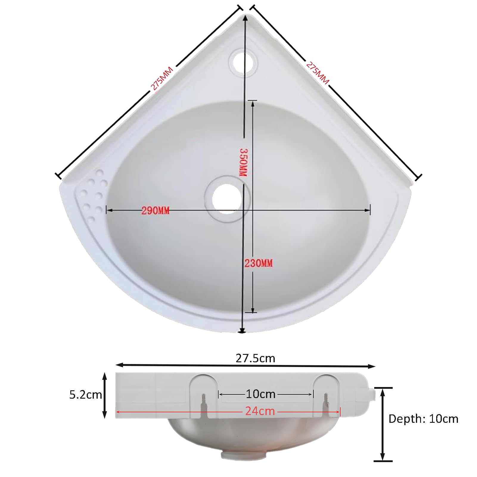Lavabo colorato in plastica, piccolo angolo, lavandino a parete, in plastica, mini lavabo, per giardino, campeggio, cantina