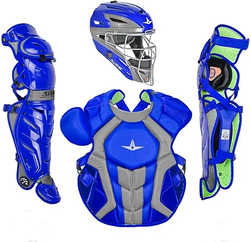 Miniatura 15 de All-Star S7 Axis for Adults - Baseball Catching Equipment Kit (Catching Helmet, Chest Protector, Leg Guards), NOCSAE Standard 2-marino,Azul