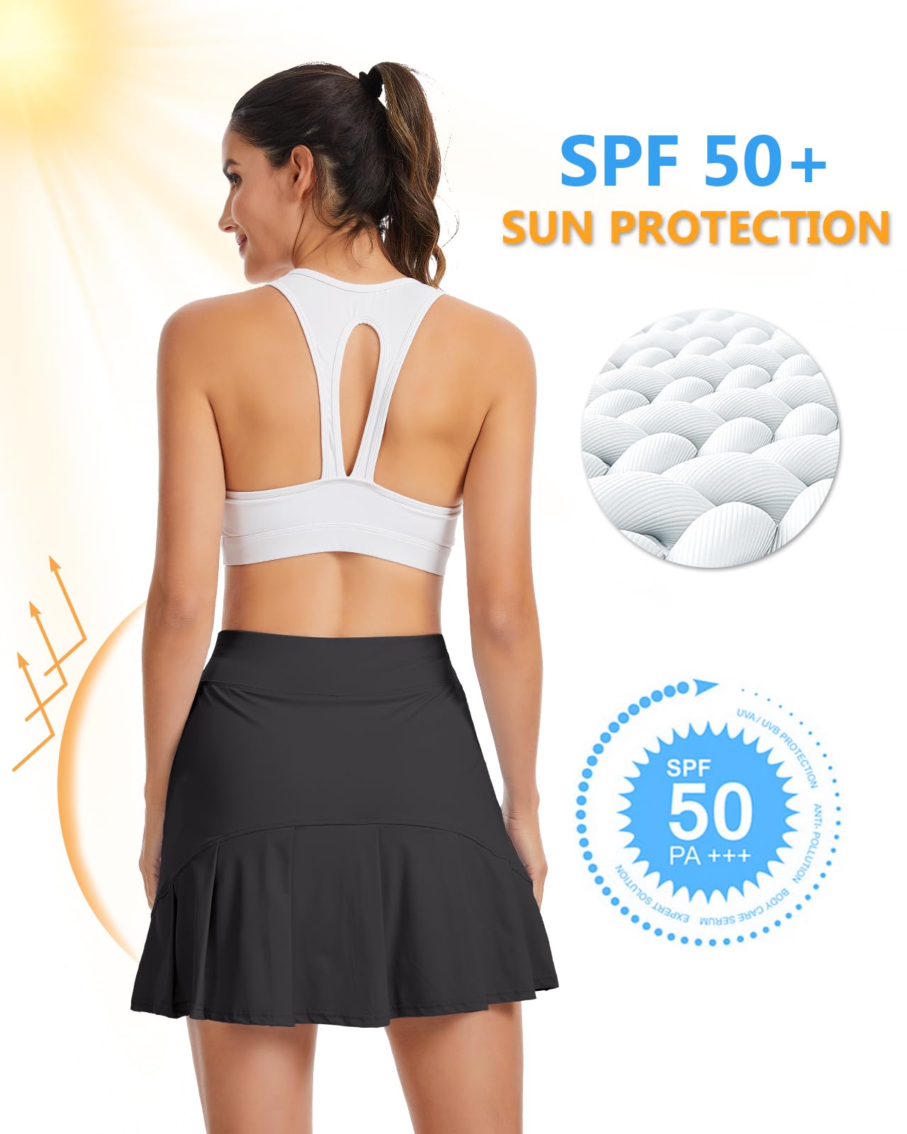 Soneven Gonna da tennis da donna con pantaloni, a vita alta, gonna da golf con 4 tasche