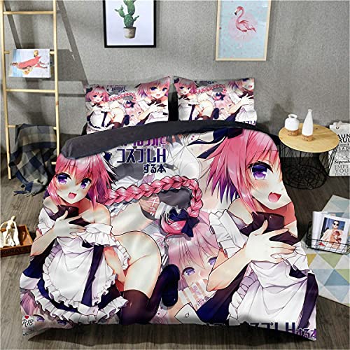3D Bettbezug Set Bettwäsche-Set Bettbezug -Rkaffy Astolfo zu Cosplay H Suru Hon-Allergiker Matratzenbezug Bettwäsche Garnitur mit Kopfkissenbezug Geeignet Für Bettwäsche-Sets Für Alle Jahreszeiten Cover