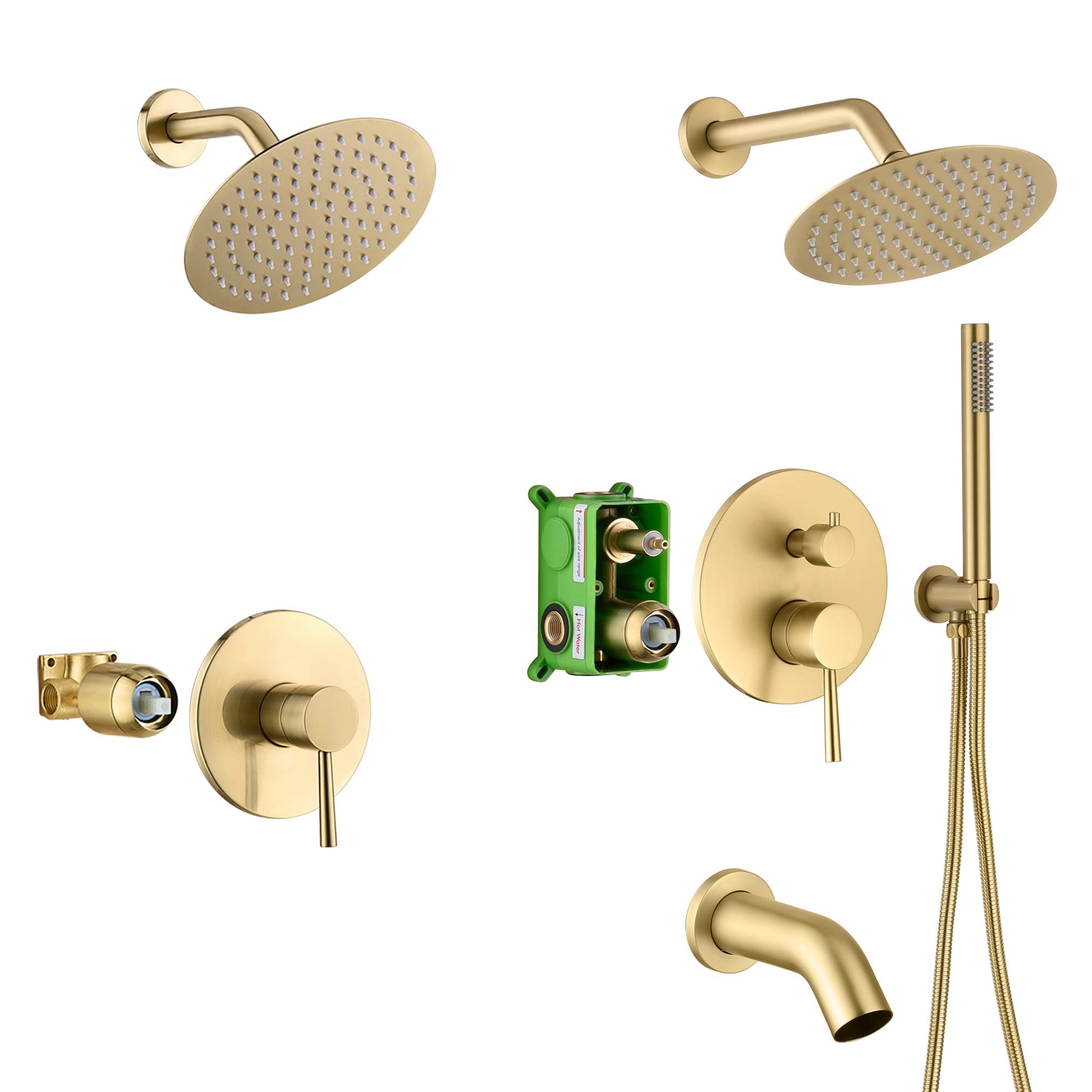 Set Composto da Rubinetto Doccia a Parete in Oro Spazzolato S3221BGI e Sistema Doccia S3232BGI.