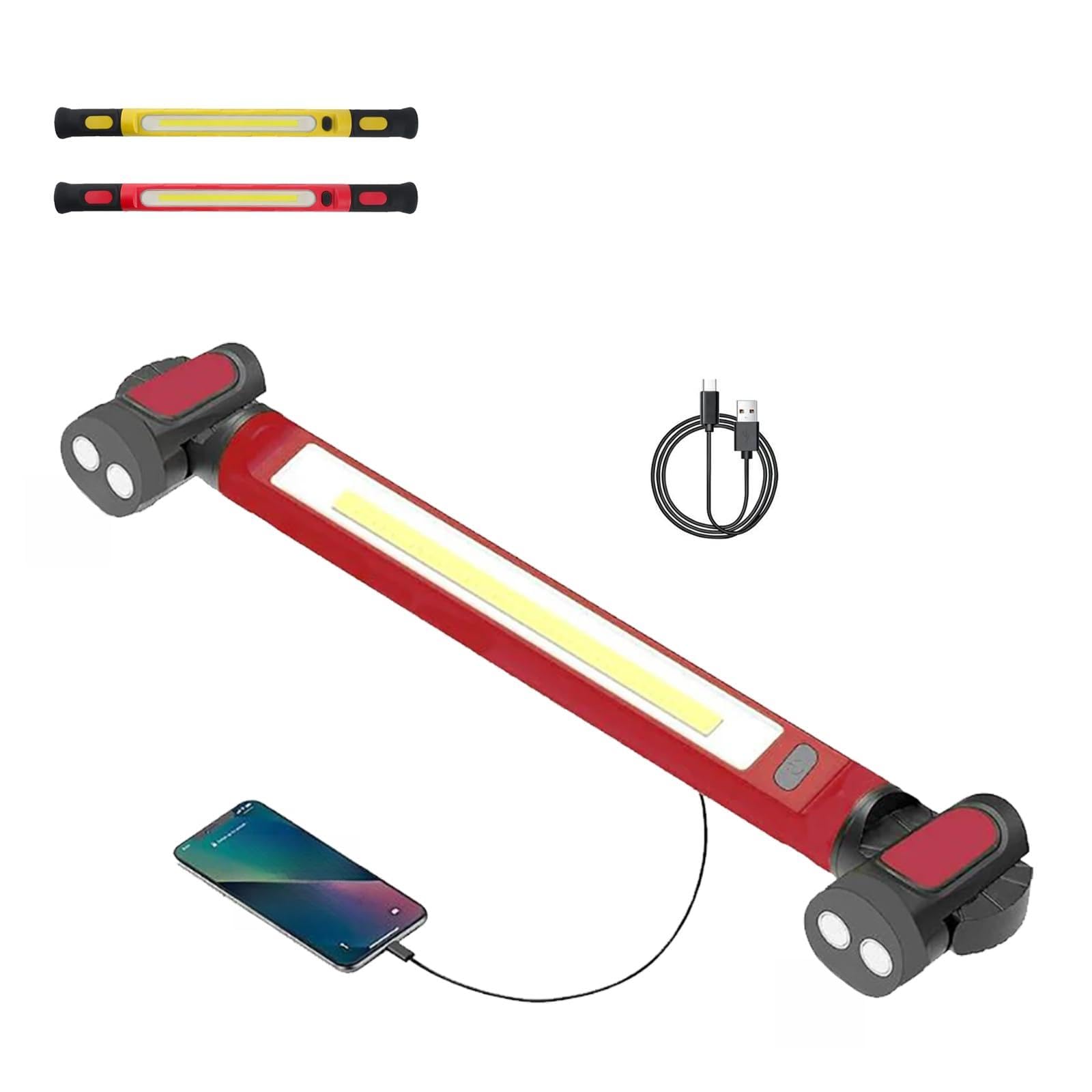 Luz de trabajo mecánica, barra magnética LED de 3000 lm, recargable de 5200 mAh, impermeable, inastillable, foco portátil para camping, emergencia, reparación de automóviles, lugar de trabajo
