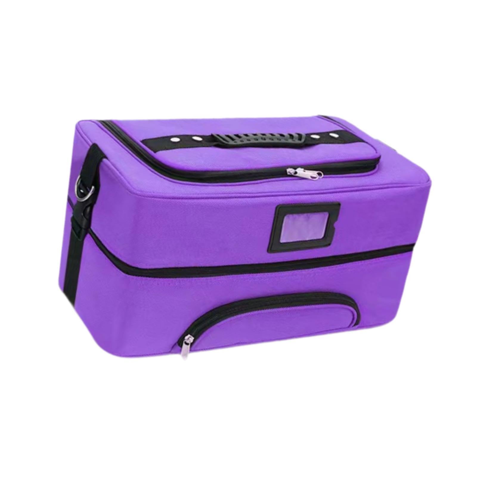 Neceser de maquillaje de viaje portátil con divisor, organizador profesional de esmalte de uñas, organizador de maquillaje para mujeres y niñas, morado, A