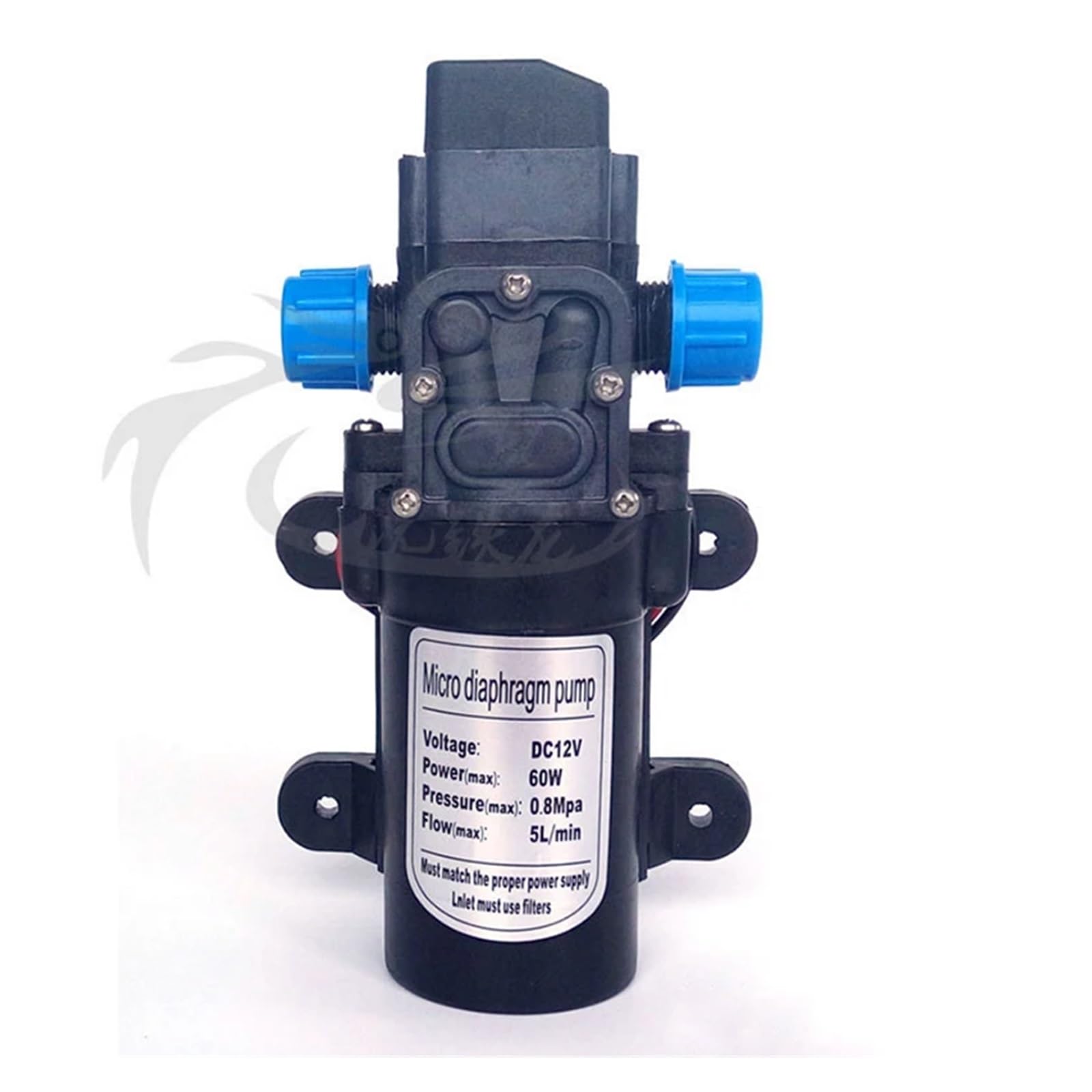 Pompa acqua a membrana ad alta pressione DC 12V/24V 60W/80W, pompa acqua con pressostato automatico, portata 5L/min(60W 24V)