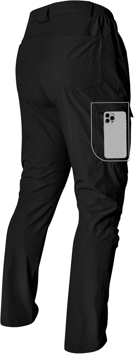 Men's Hiking Cargo Pants Lightweight Quick-Dry Waterproof Stretch Work Fishing Travel Outdoor Pants with 6 Pockets