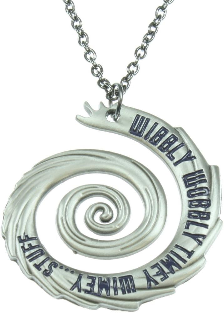 REINDEAR Doctor Who 22" Wibbly Wobbly Timey Wimey Pendant Necklace (Silver-Tone)