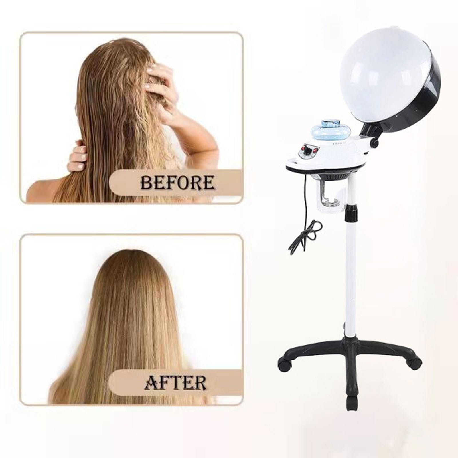 Vaporizzatore per Capelli Professionale Verticale, Vaporizzatore Idratante per Capelli Naturali E Tinti, con Supporto da Pavimento Mobile, Ruote Mobili