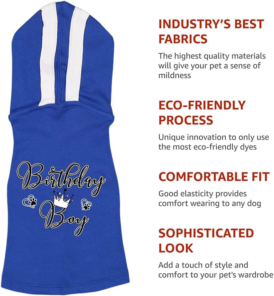 Birthday Boy Dog Shirt with Hoodie - Cute Dog Hoodie - Printed Dog Clothing - Gray White, L