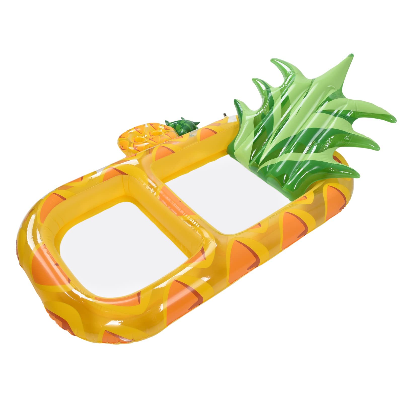 GOWENIC Grande Zattera per Piscina Ad Ananas |Galleggiante Gonfiabile con Poggiatesta e Portabicchieri per il Relax Estivo degli Adulti