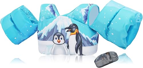 Miniatura 8 de Chaleco de natación para niños pequeños, apto para niños de 28 a 70 libras, flotadores para niños y niñas, ayuda a la natación, entrenamiento, traje