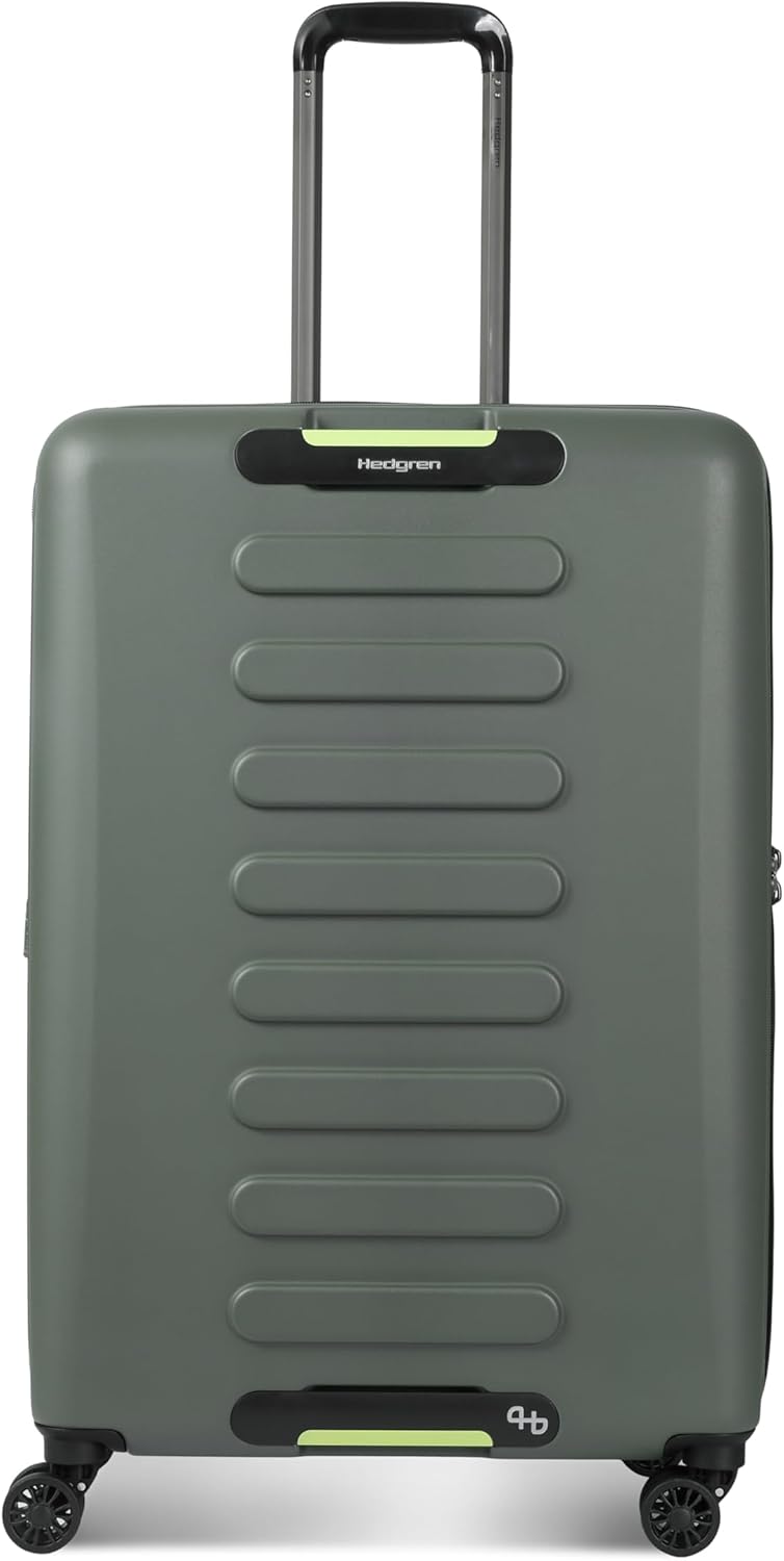 Hedgren GRIP LARGE Expandable Spinner Luggage – Durable Polycarbonate with TSA Lock, Double-Coil Zippers, 4 Spinner Wheels & Multiple Handles - 29" (Olive)