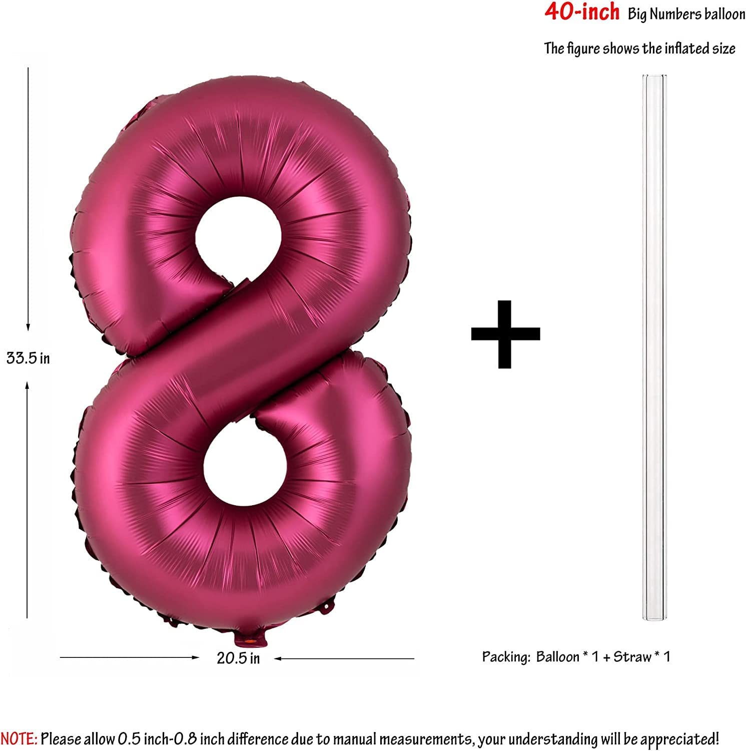 Red 0 balloon 40 Inch Giant Helium Foil Number 0 to 9 Red Balloon Birthday Wedding Party Digital Decorations (Number 0) — view 172