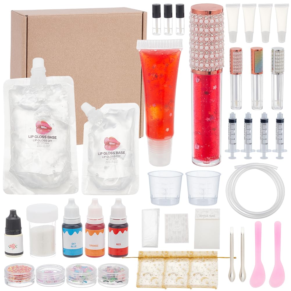 WEBEEDY DIY Lip Gloss Making Kit 37 Pcs Moisturizing Lip Glaze Handmade Set for Women Beginner Make Your