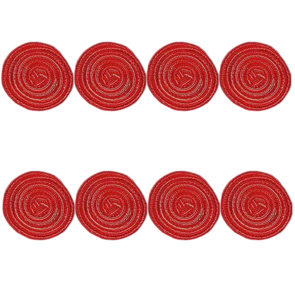 SCF2017 8Pcs Round Cotton Coasters for Drink Cup Mats 11cm Small Cute Placemats(Red) โ image 1