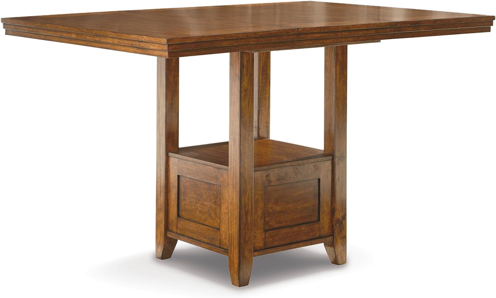 Ralene Rectangular Counter Height Dining Room Extension Table, Seats 6, Fixed Shelf, Wood, 42.25" W x 60.25" D x 36" H, Medium Brown