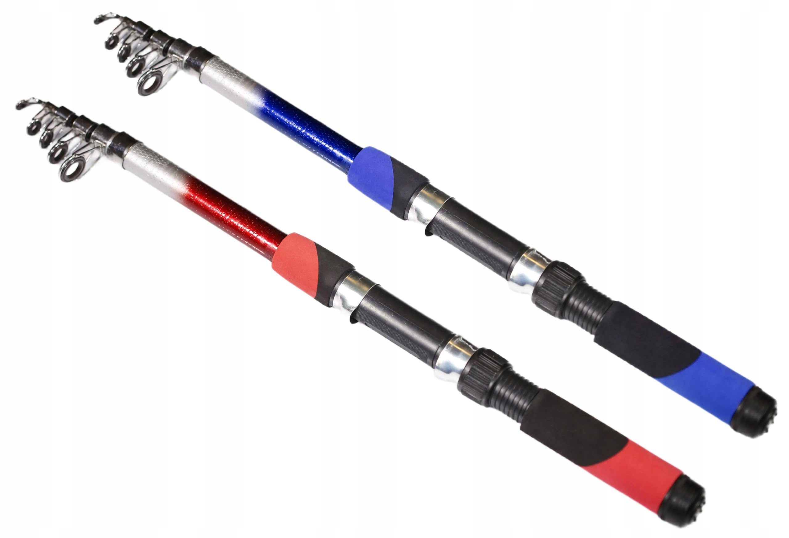 Set da pesca completo: 2 canne da pesca da 2,1 m, 2 ruote, galleggianti, esche – Set da pesca definitivo per principianti ed esperti (modello ZEST-W-13)
