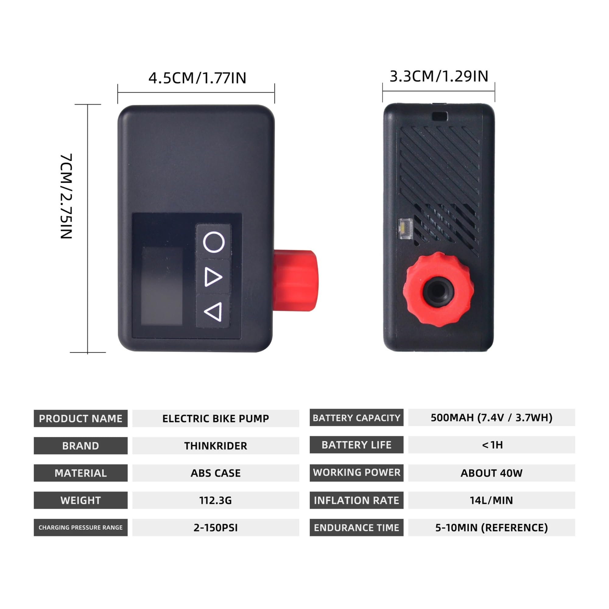 1 pièces 120PSI Mini pompe à vélo électrique Portable, gonfleur de pneu à jauge numérique for pneus de vélo Schrader et Presta
