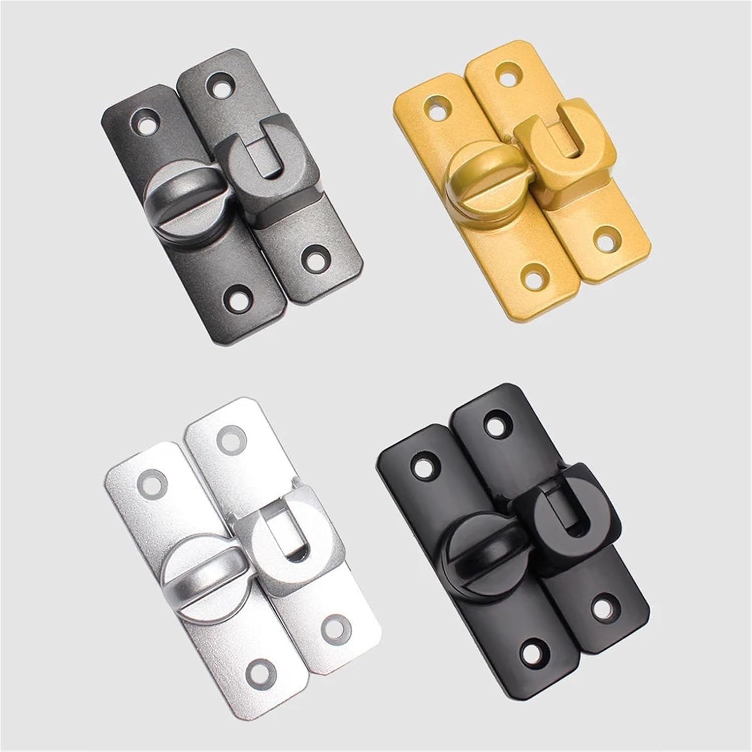 4pcs Door Sliding Latch Home Security Bolt Latches Zinc Alloy 90/180 Degree Bolt Locks Easy Install for Bathroom Doors(Silver)