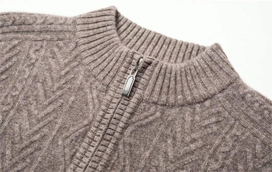 Men 1/4 Zipper Mock Neck Textured Casual Cashmere Sweater Long Sleeve Thick Plus Size Jumper3