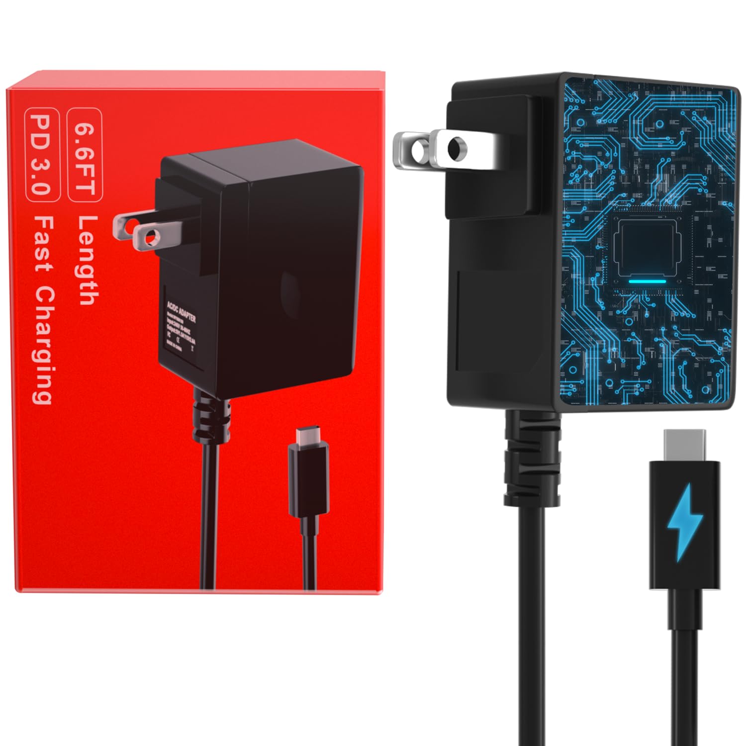 Fash Charger for Nintendo Switch, USB C Type C Power Adapter Compatible with Nintendo Switch/Switch Lite/Switch OLED/Switch Dock, 15V/2.6A Supports TV Mode and Dock Station
