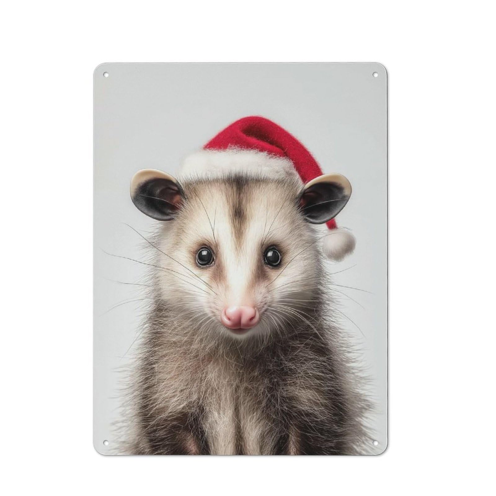 Junmoney Christmas Opossum Portrait Retro-Style Metal Plaque 40X30cm For Garage Or Workshop, For Garage, Workshop And Man Cave Decoration