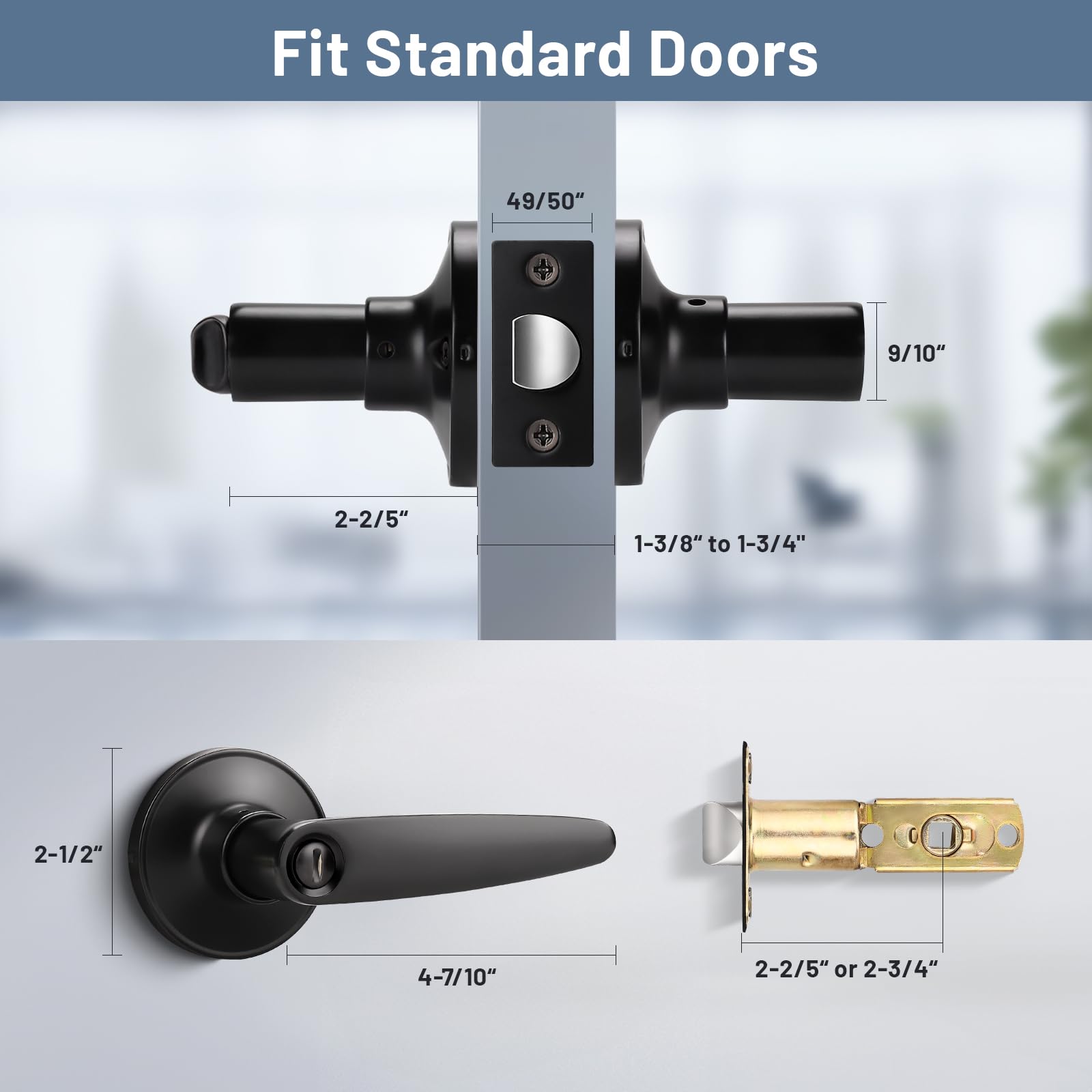 Mophorn Paquete De 10 Manijas De Puerta De Privacidad En Negro Mate