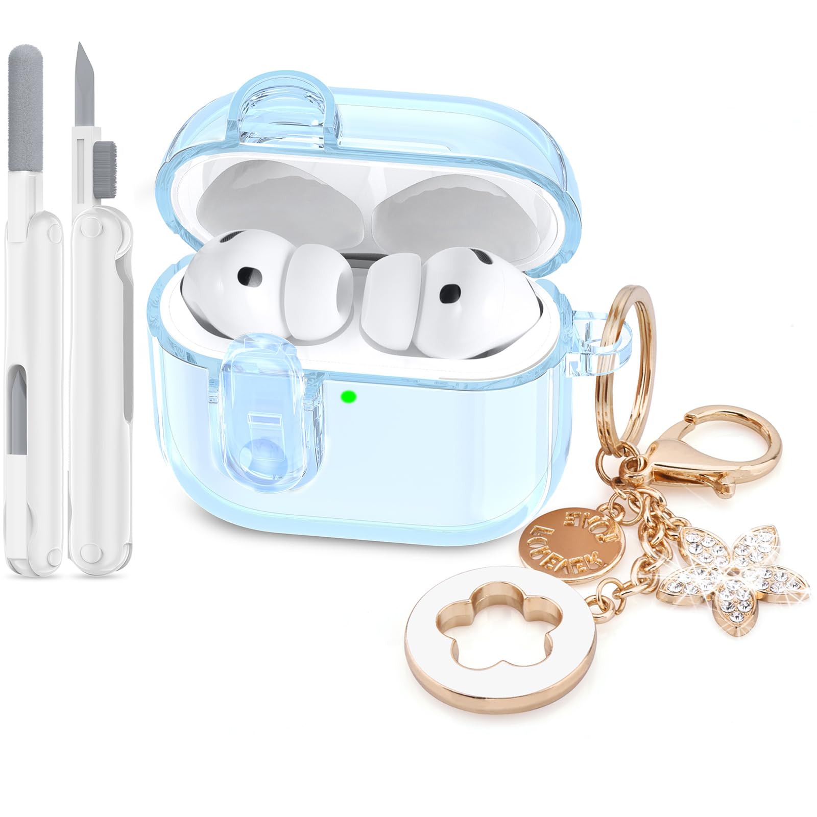 Clear Case for Airpods Pro 3 Case 2025 Women, VISOOM Clear New Apple AirPods iPods Pro3 Cases Proctetor Cover Cute Transparent Air pods Ipod Pro 3rd Gen Cases With Lock/Keychain/Cleaning Kit for women