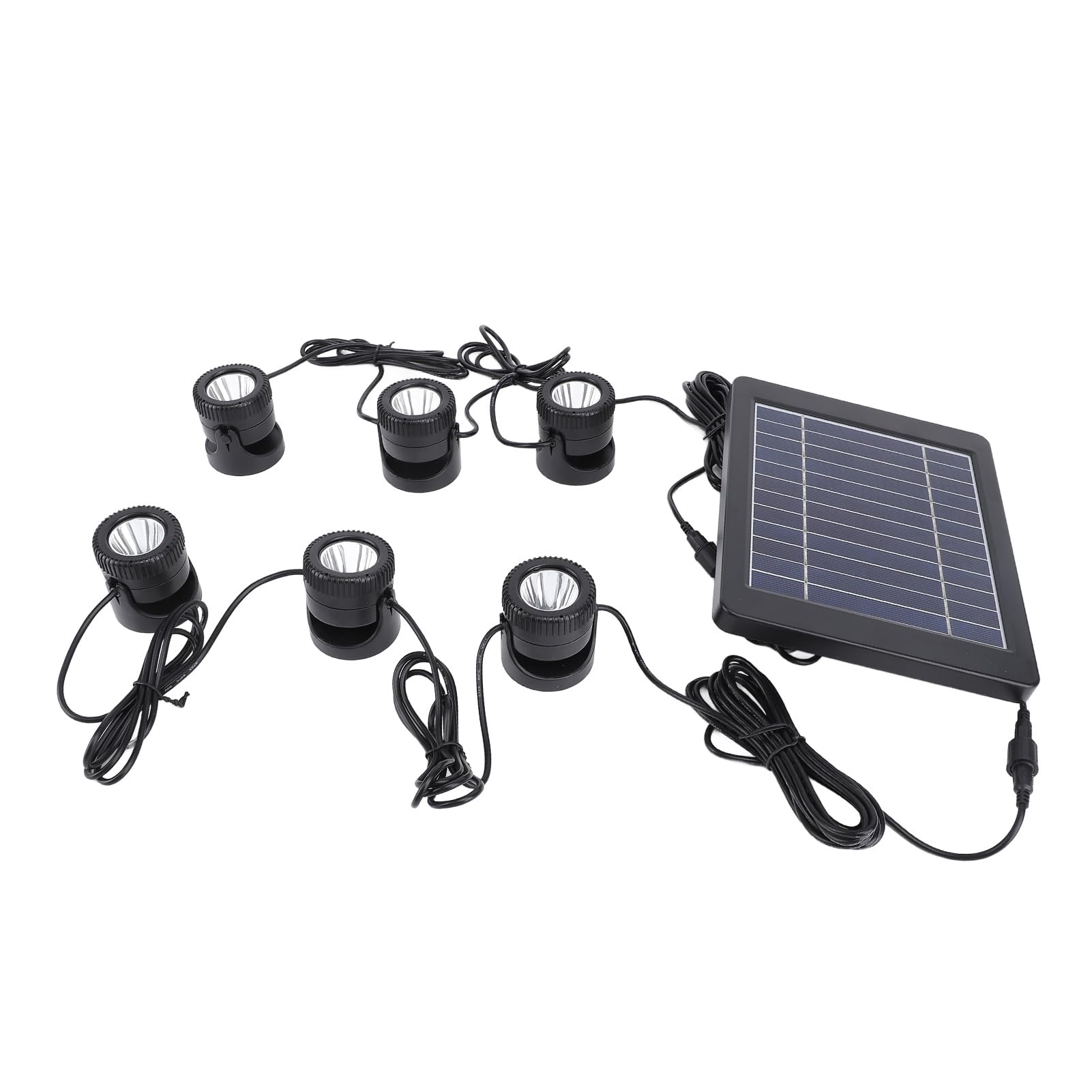 FTVOGUE Faretti Solari per Laghetto 6 in 1 Faretti Subacquei Impermeabili IP68 con LED Bianco Caldo 3000K per Piscina da Giardino con Acquario