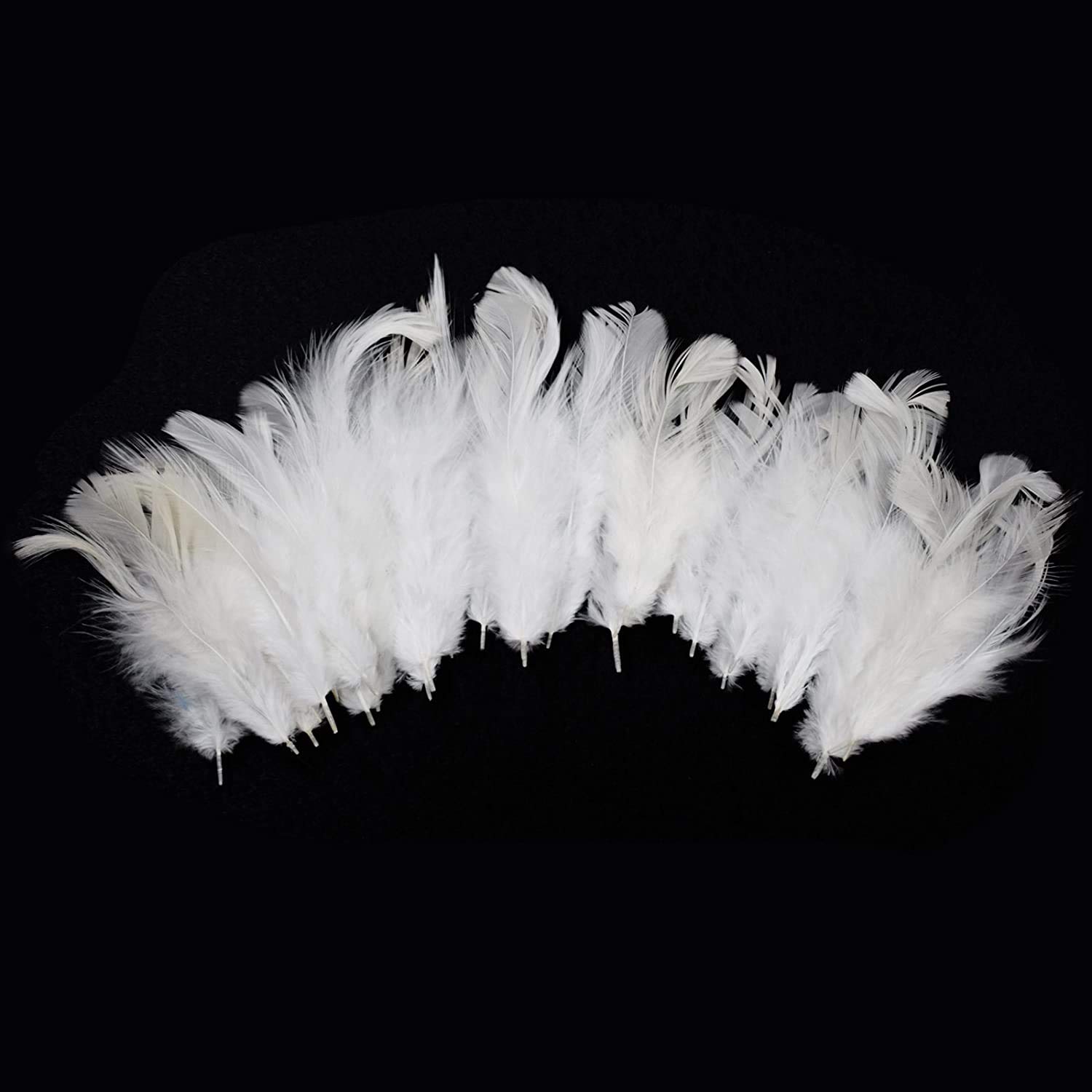 Uniqon Natural Dyed White Multi-Purpose Craft Feathers (Approximately 80pc) for Dream Catcher Artificial Jewelry Making Art & Craftworks s DIY Hobby Crafts Kids Projectworks Scrapbooking, Metal