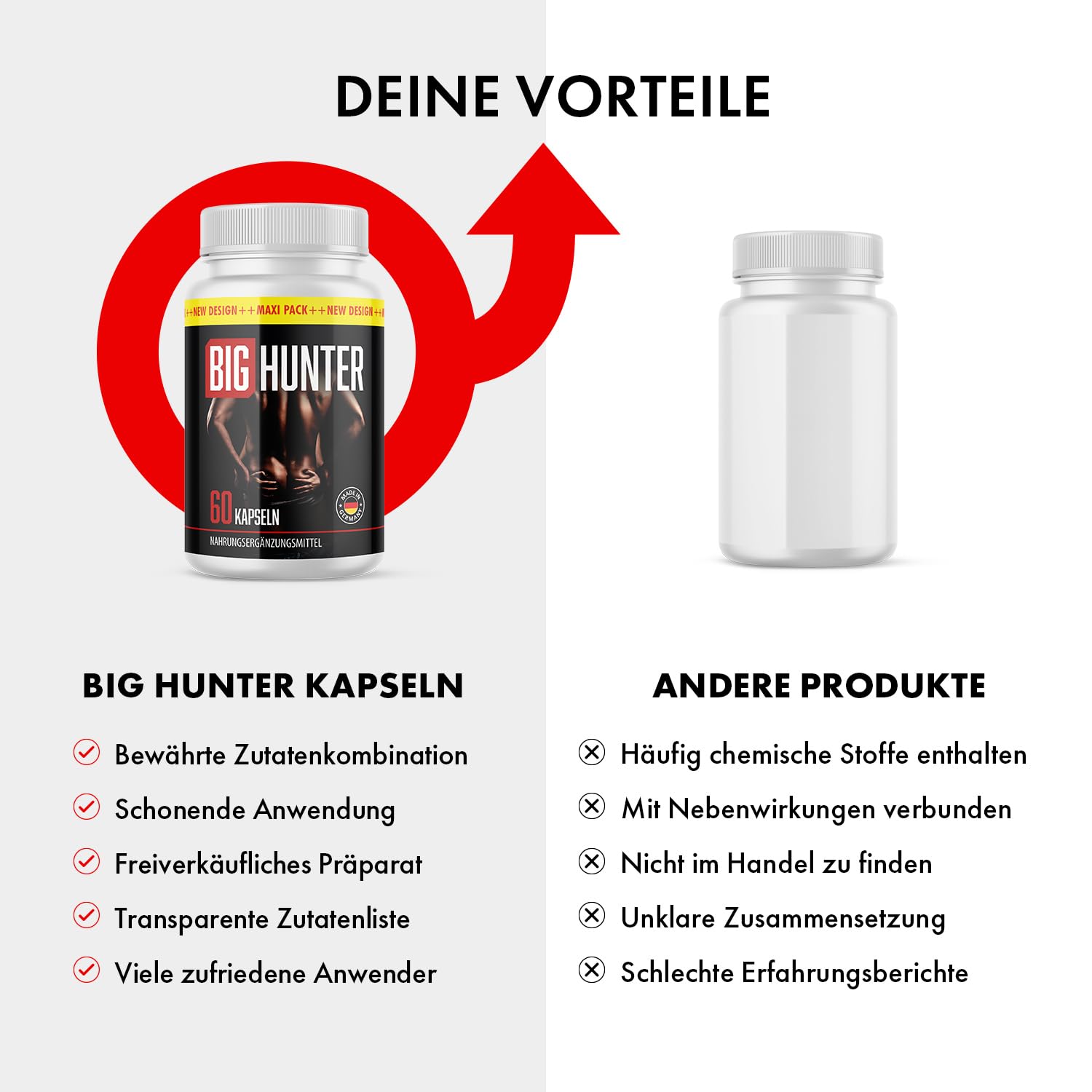 Big Hunter Kapseln - Liebe, Lust und Leidenschaft - für aktive Männer - 60 Kapseln 5x