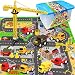 Mini Fire Fighting Truck Transport Delivery Truck Construction Vehicle Play Set with a Kid Play Car City Map (28" x 31"), Engineering Vehicle Toy Play Cars for Kids, Boys or Girls