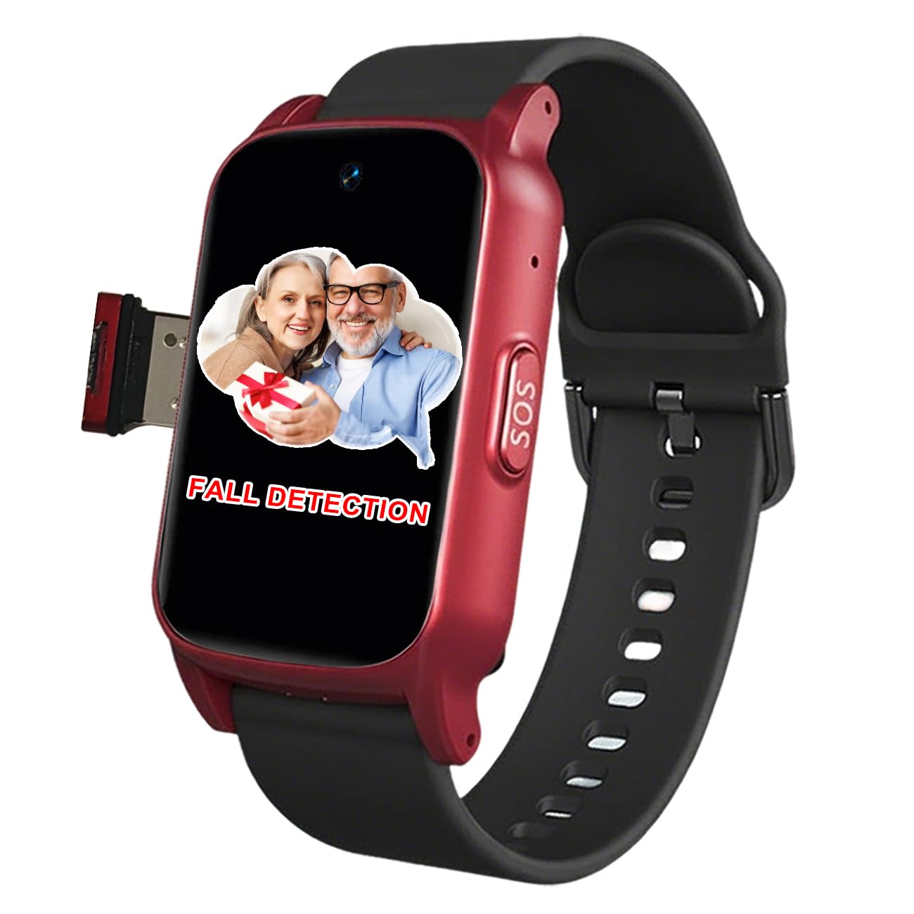 Orologio Salvavita per Anziani con Rilevamento delle Cadute Videochiamata HD E Chiamate SOS per Alzheimer Smartwatch da PolsoRed,1.25 * 0.57 * 2.22inch