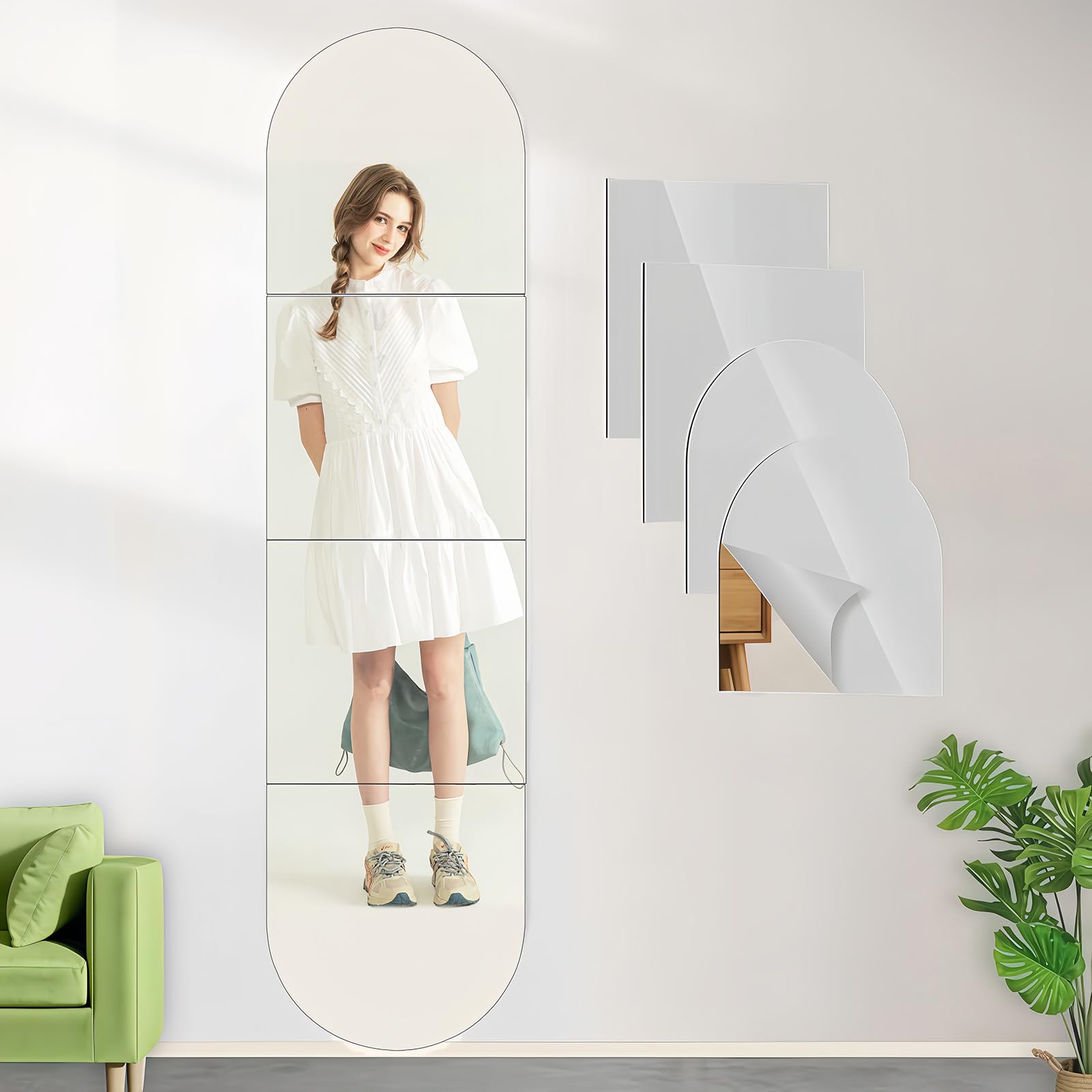 2Mm Miroir Mural Autocollant, Antidéflagrant Carrés Flexible Miroir