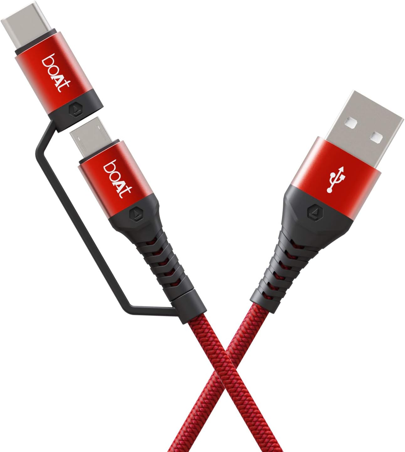 boAt Deuce USB 300 2 in 1 TypeC & Micro USB Stress Resistant, Sturdy Cable with 3A Fast