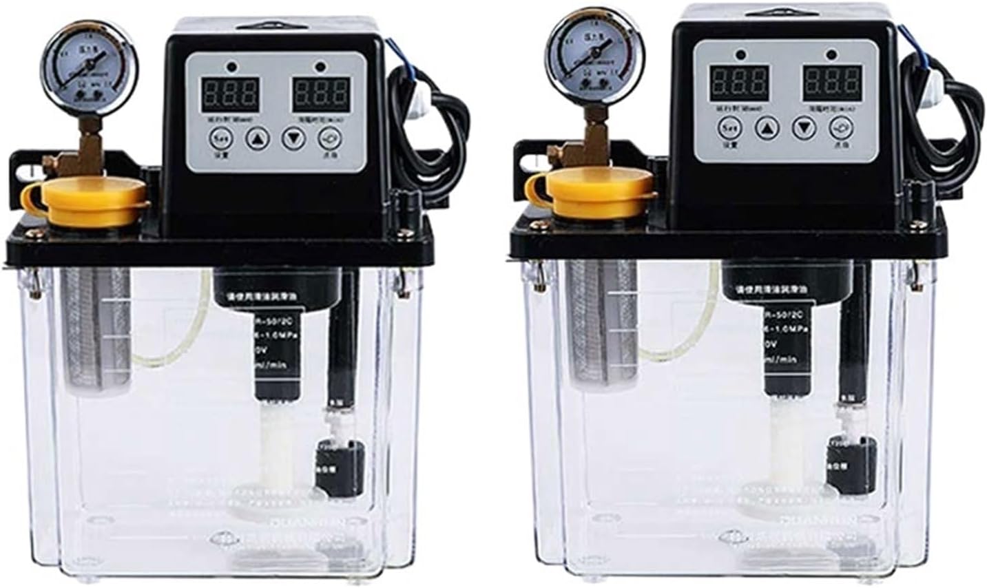 1pc 1L 2L Lubricant Pump Automatic Lubricating Oil Pump with Pressure Gauge CNC Electromagnetic Lubrication Pump Lubricator